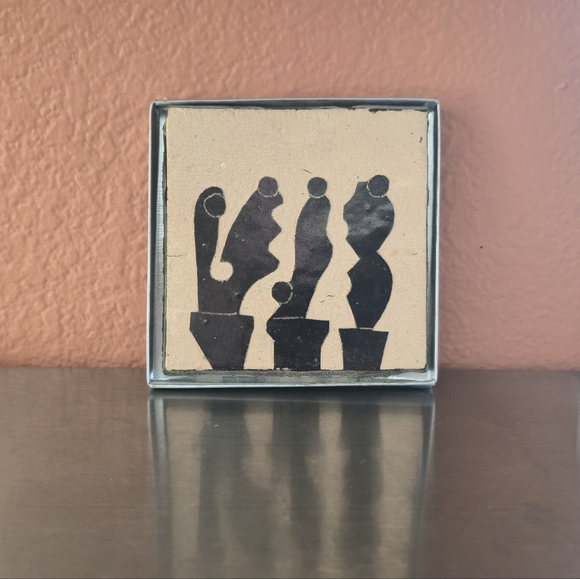 Cactus - Moroccan Zellige Art, Painted Clay Tile With Metal Frame (Small Art) - Picture 4 of 6